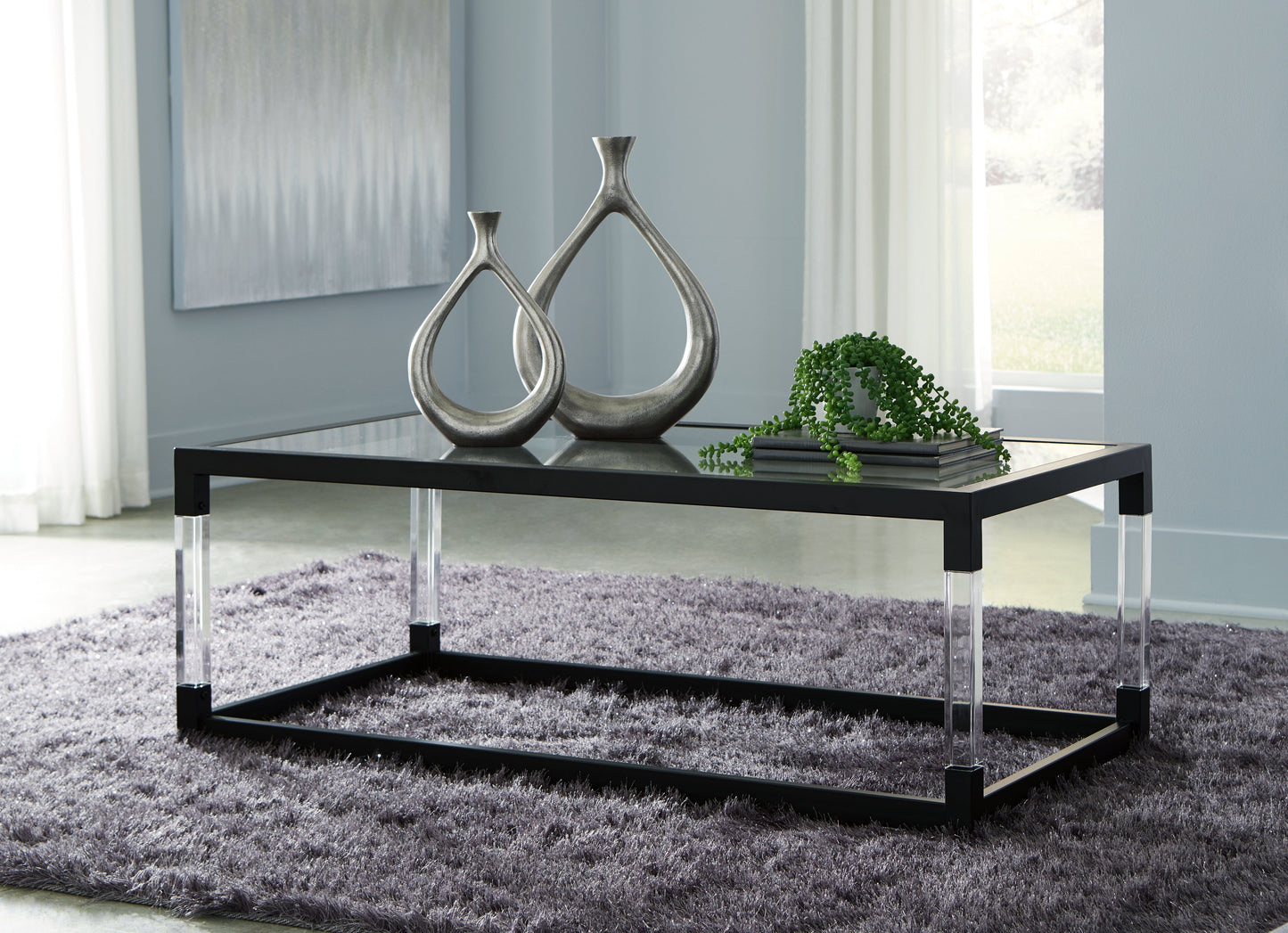 Nallynx Metallic Gray Coffee Table and 2 End Tables