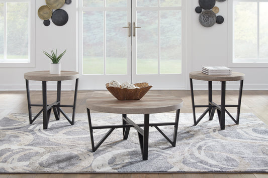 Deanlee Grayish Brown/Black Occasional Table Set (Set of 3)