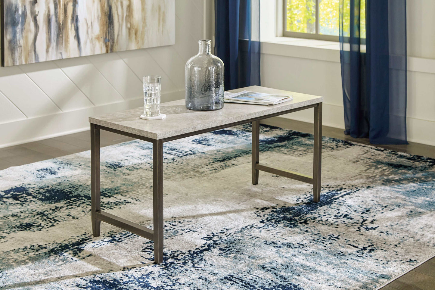 Shybourne Gray & Aged Bronze Over Ottoman Coffee Table