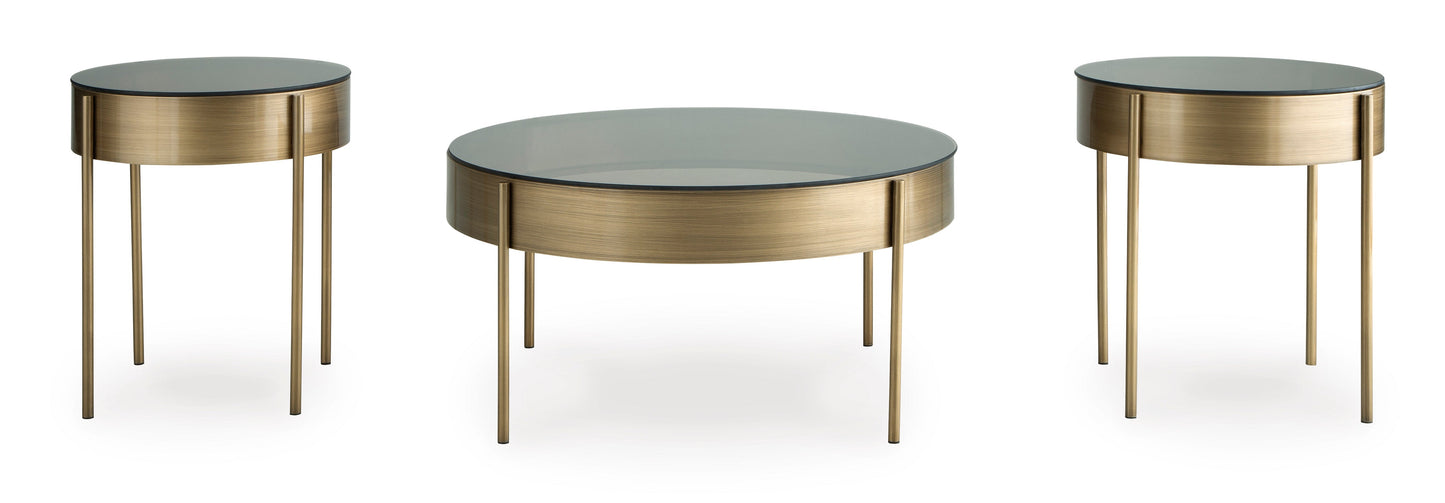 Jettaya Brushed Brass 3pc Coffee Table Set - Ornate Home