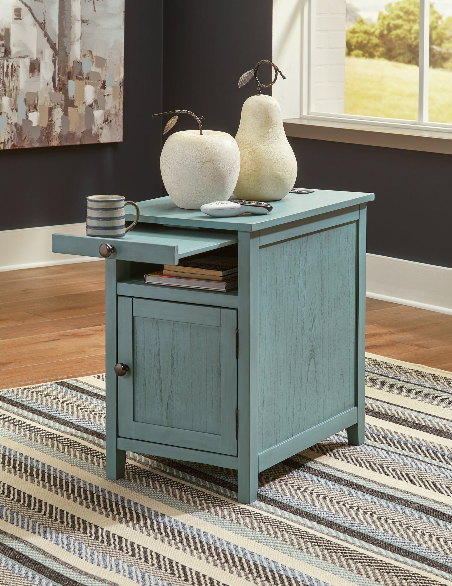 Treytown Teal Chairside End Table