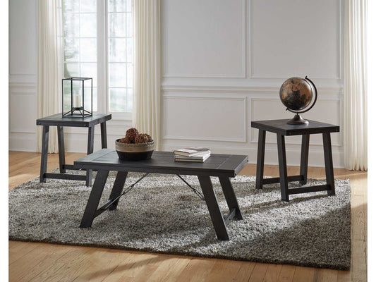 Noorbrook Black & Pewter Occasional Table (Set of 3)