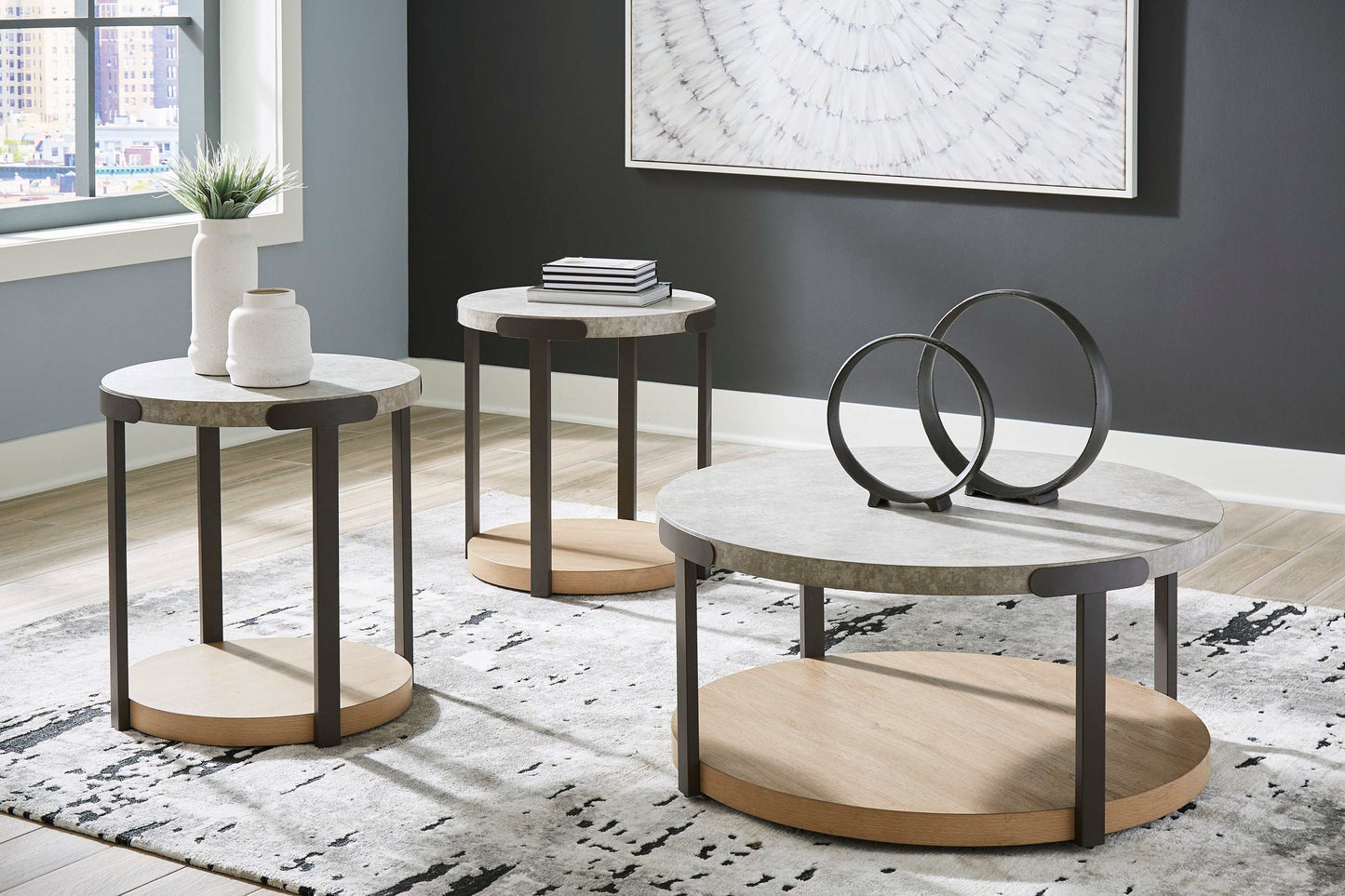 Darthurst Light Brown Coffee Table Set (Set of 3)