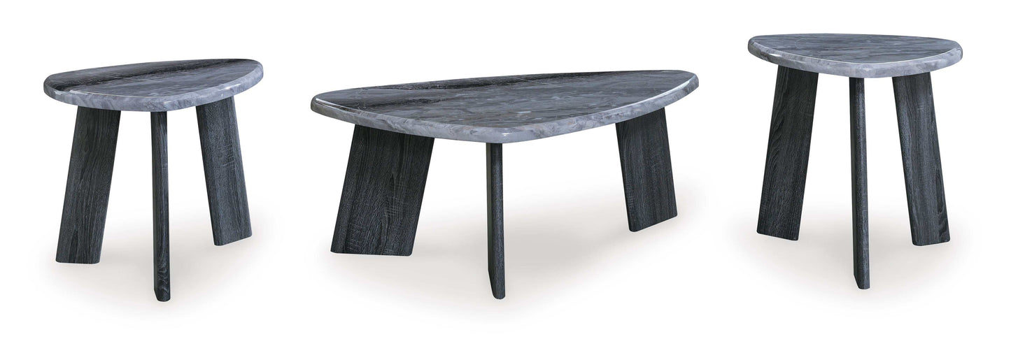 Bluebond Gray Faux Marble Coffee Table Set (Set of 3)