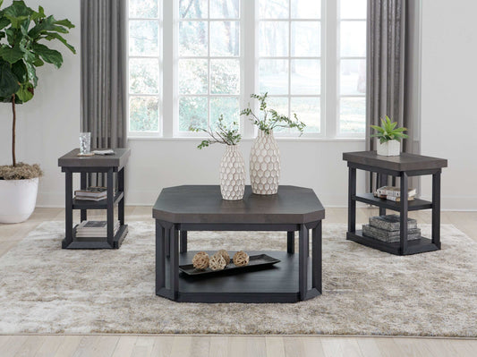 Bonilane Black/Gray Coffee Table Set (Set of 3)