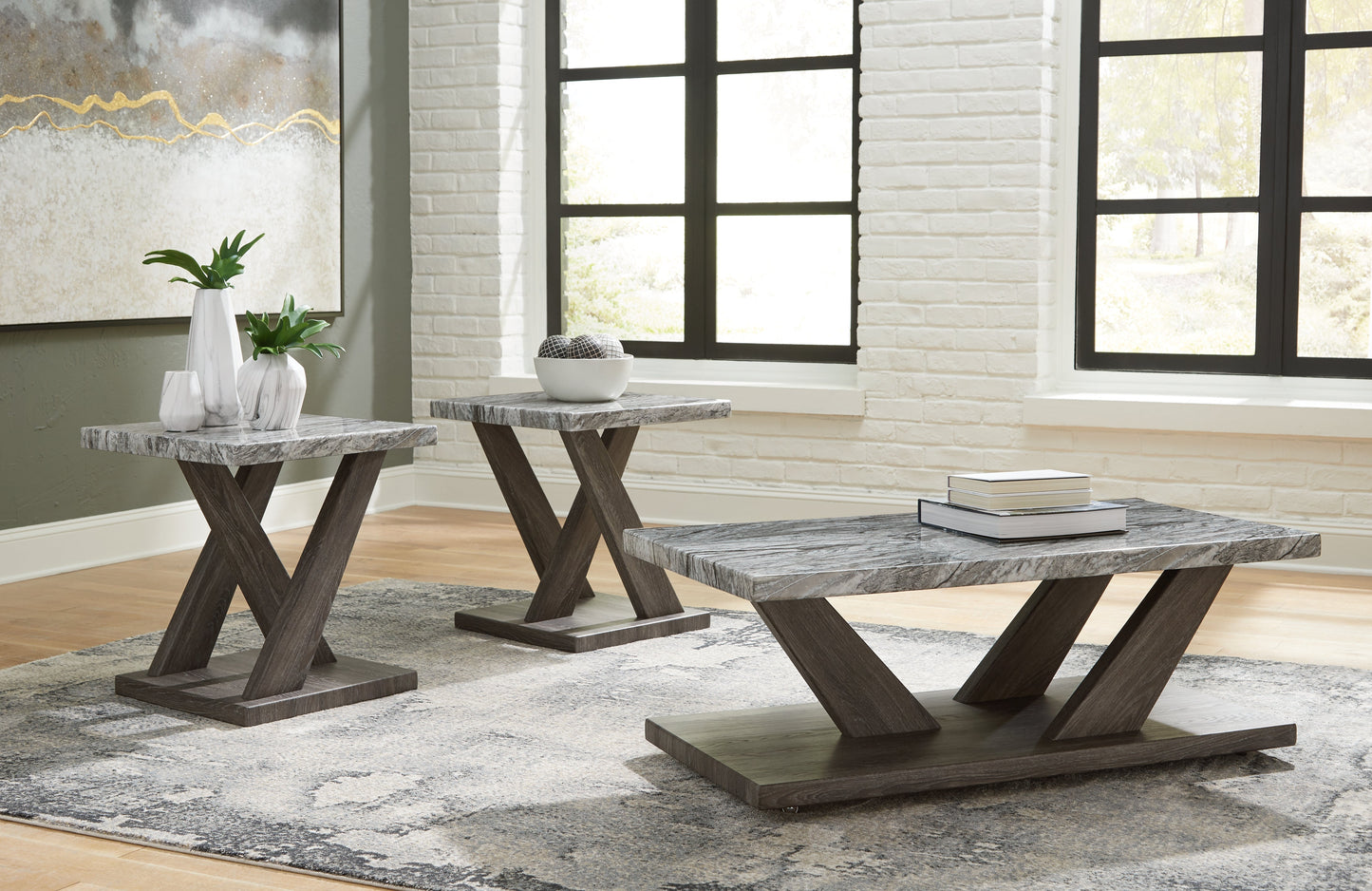 Bensonale Brown/Gray Occasional Table Set (Set of 3)