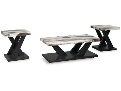 Cendill Dark Brown/White/Black Occasional Table Set (Set of 3) - Ornate Home