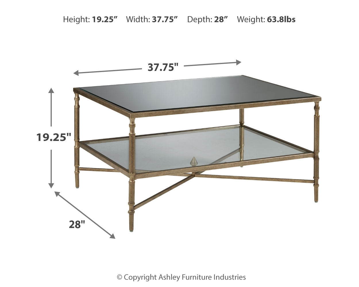 Cloverty Aged Gold Finish Coffee Table and 2 End Tables