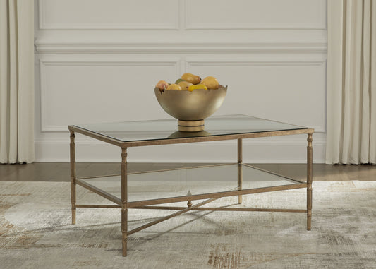 Cloverty Aged Gold Finish Coffee Table