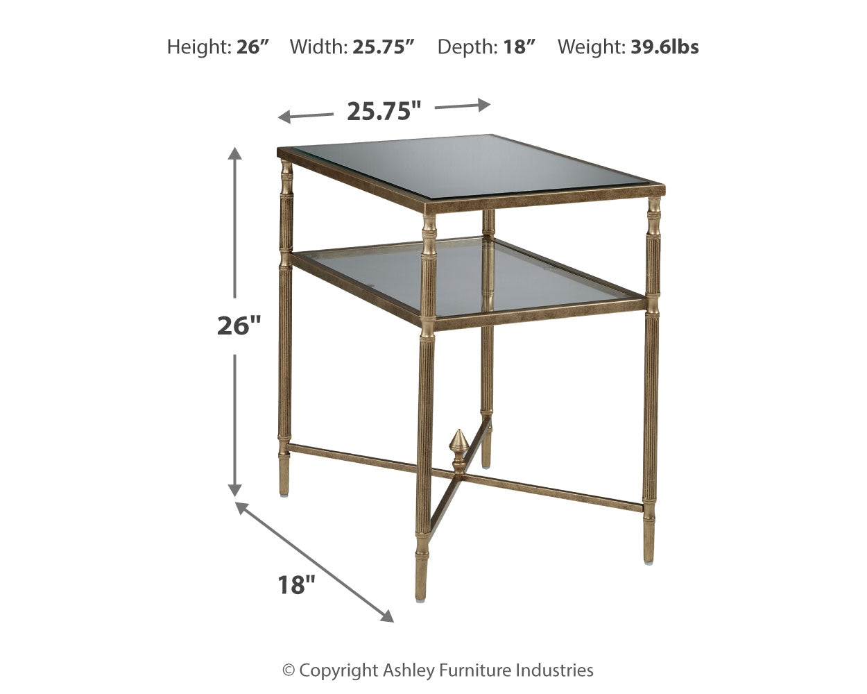 Cloverty Aged Gold Finish Coffee Table and 2 End Tables