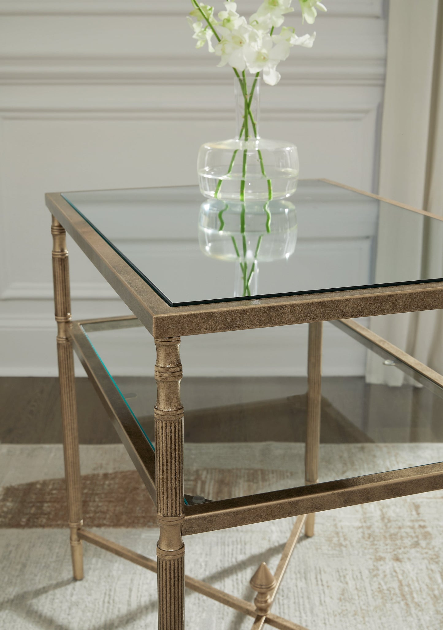 Cloverty Aged Gold Finish End Table