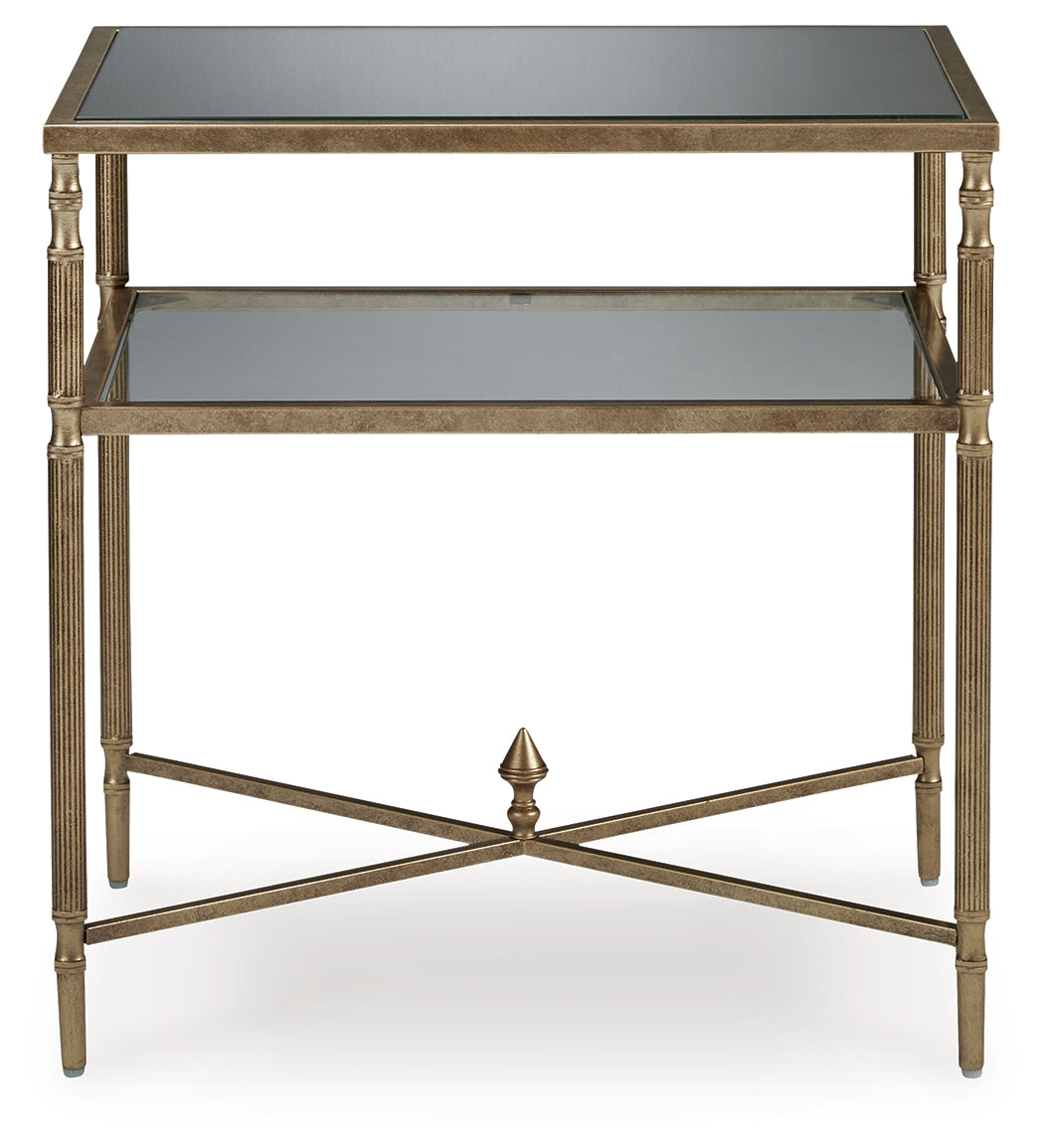 Cloverty Aged Gold Finish End Table