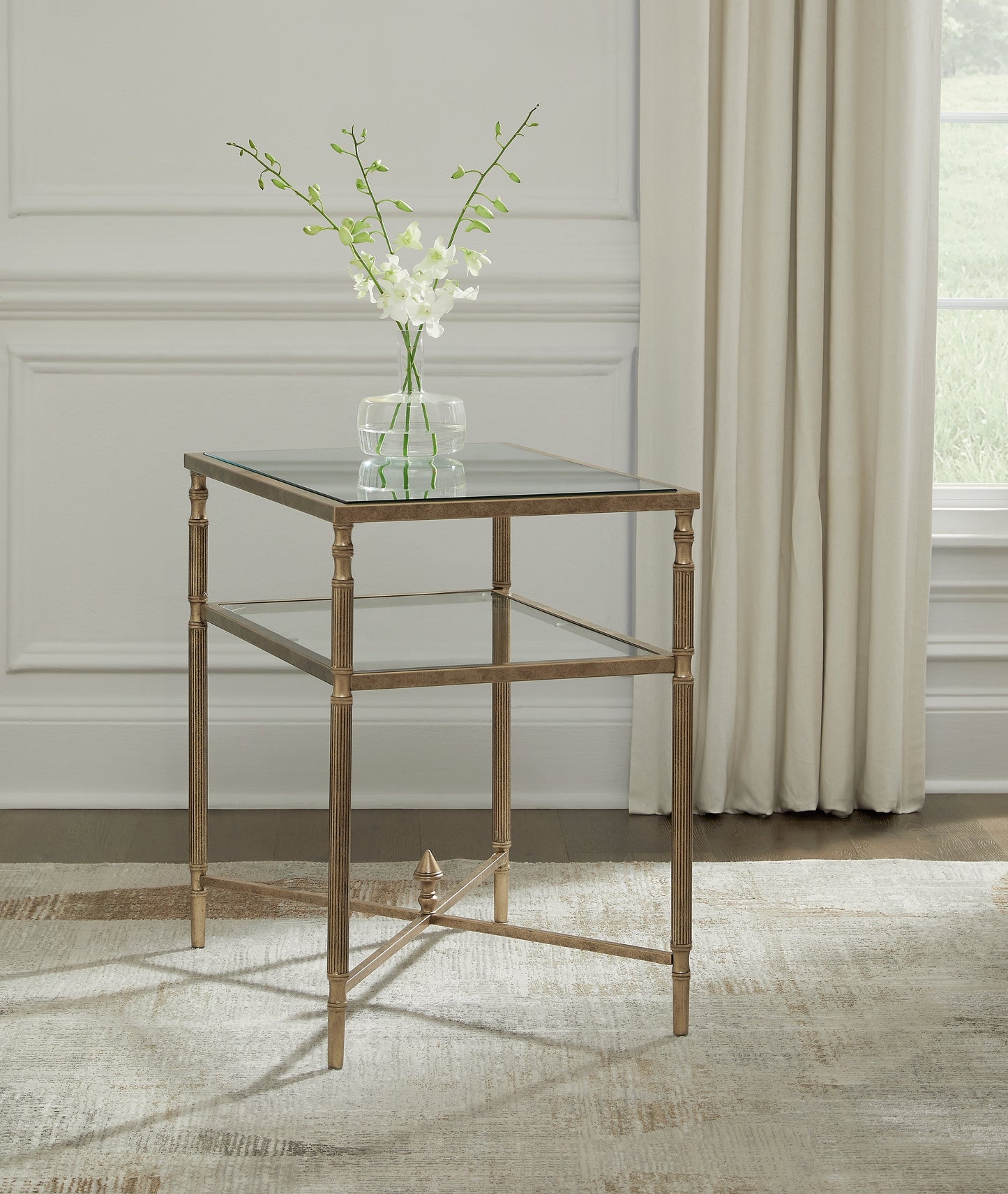 Cloverty Aged Gold Finish Coffee Table and 2 End Tables