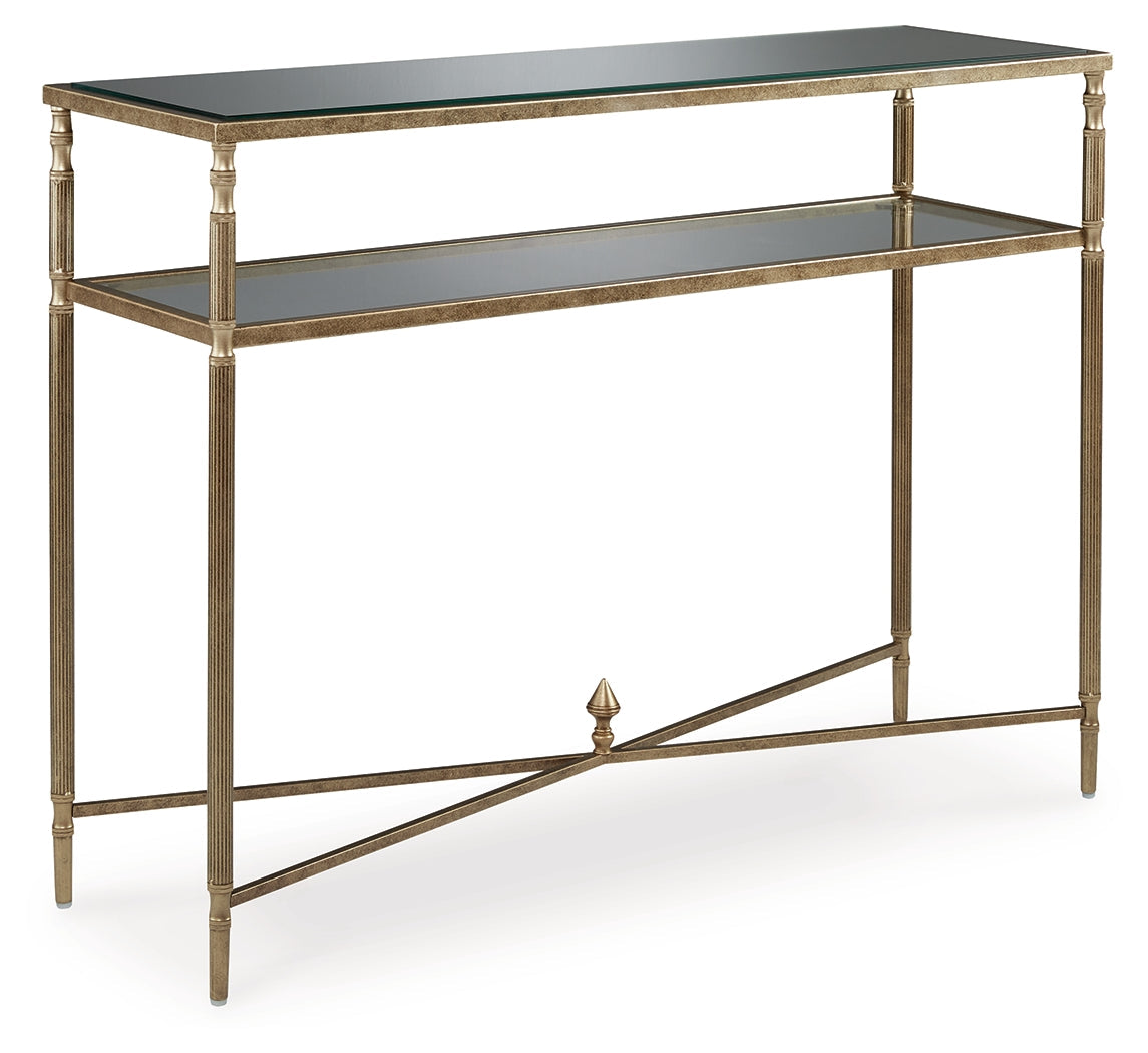 Cloverty Aged Gold Finish Sofa Table