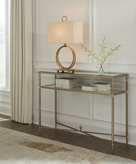 Cloverty Aged Gold Finish Sofa Table