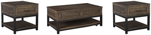 Johurst Grayish Brown Lift-top Coffee Table and 2 End Tables