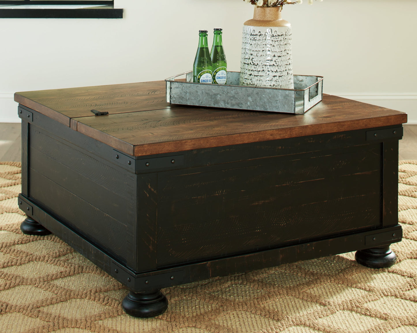 Valebeck Black/Brown Coffee Table and 2 Chairside End Tables