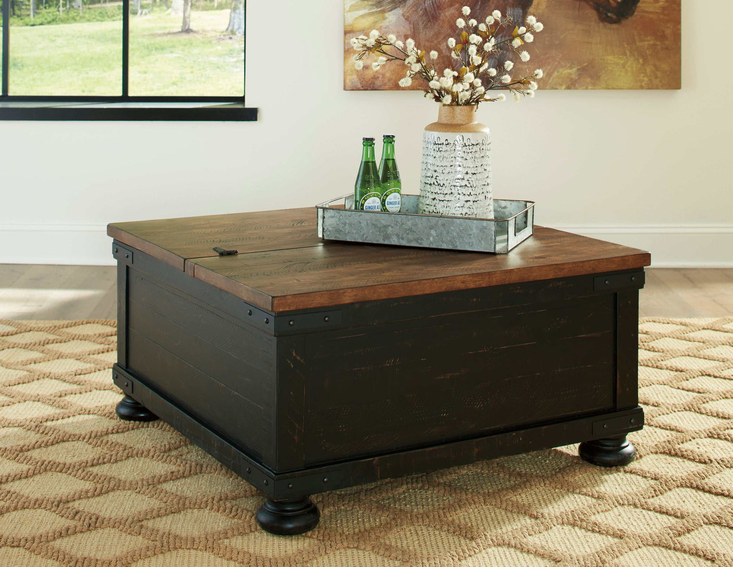 Valebeck Black & Brown Lift Top Coffee Table