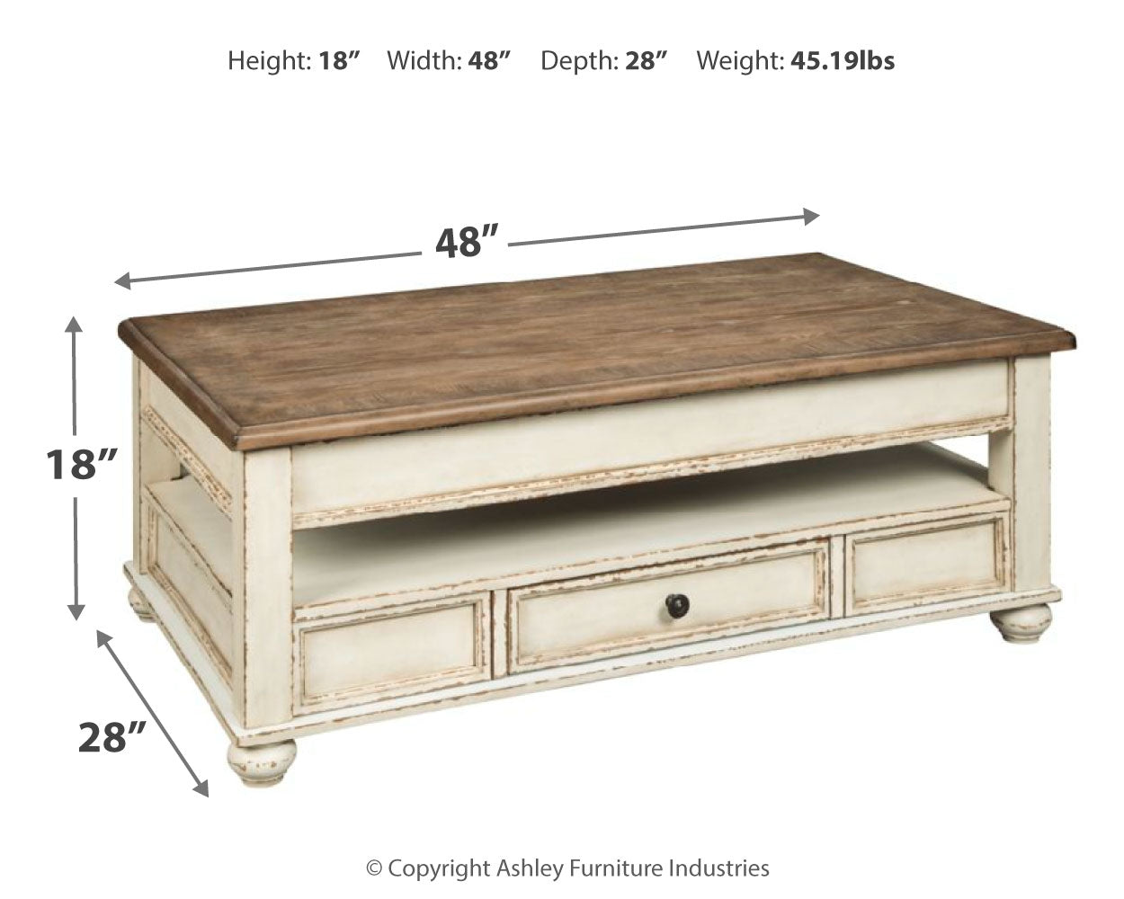 Realyn White Coffee Table and 2 Chairside End Tables