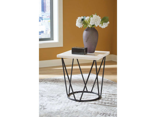 Vancent White & Black Square End Table