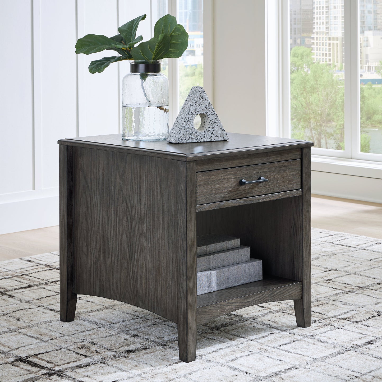 Montillan Grayish Brown End Table