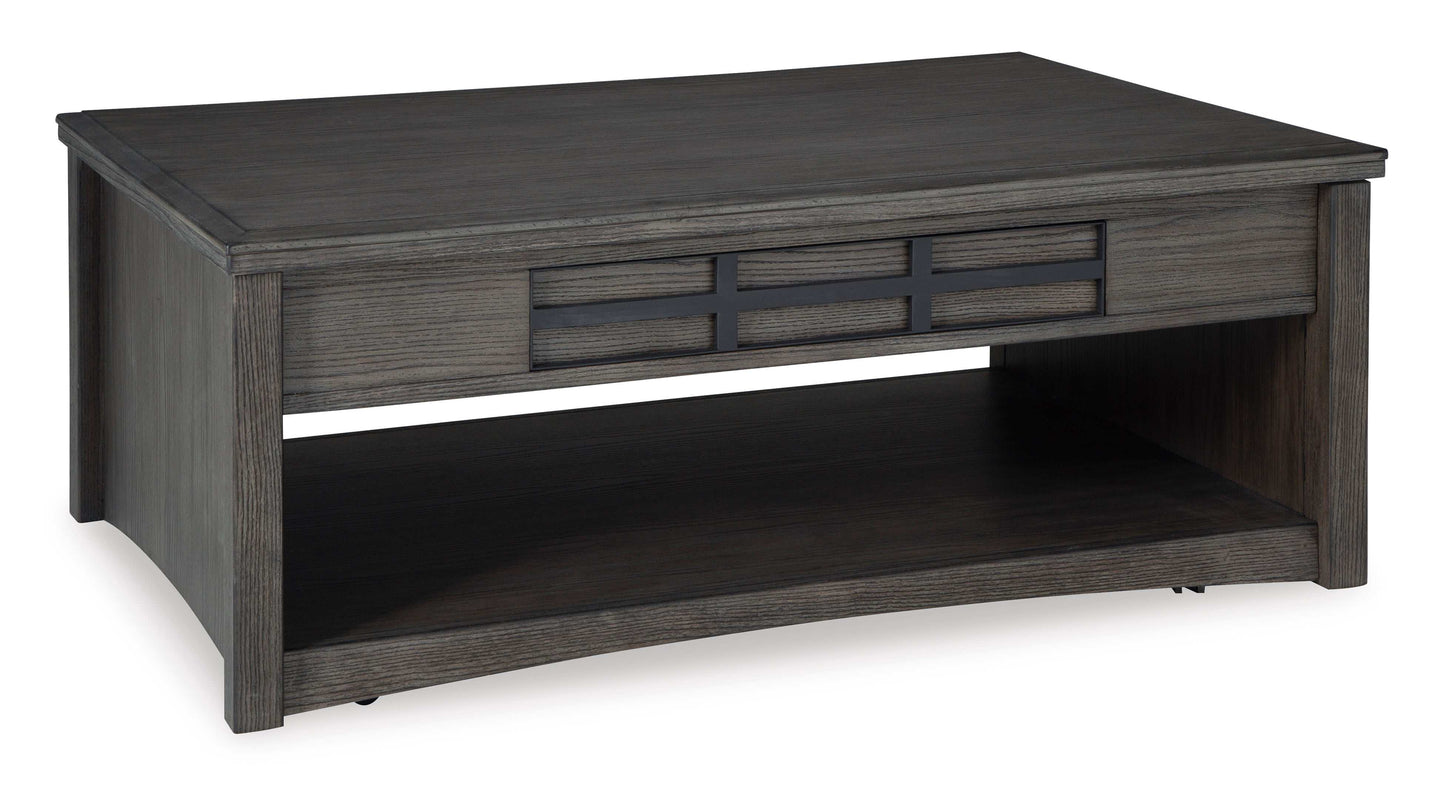 Montillan Grayish Brown Lift-Top Coffee Table