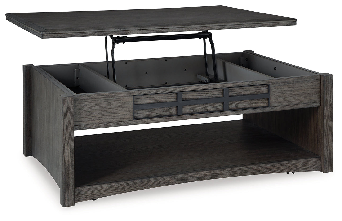 Montillan Grayish Brown Lift-top Coffee Table and 2 End Tables