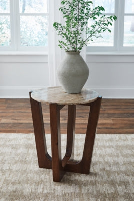 Tanidore Warm Brown Round End Table - Ornate Home