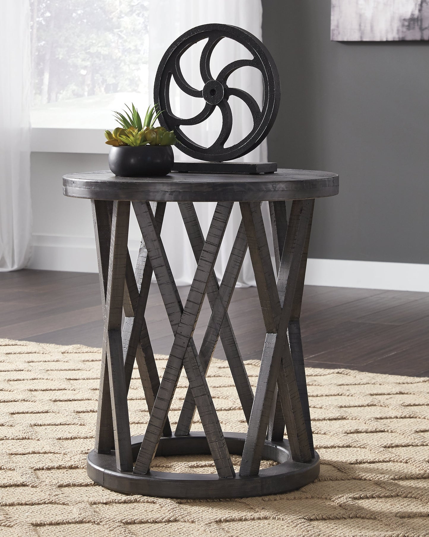 Sharzane Grayish Brown Coffee Table and 1 End Table