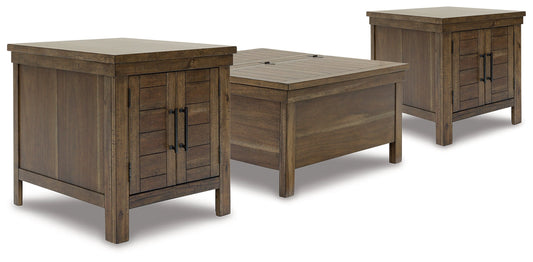 Moriville Grayish Brown Lift-top Coffee Table and 2 End Tables
