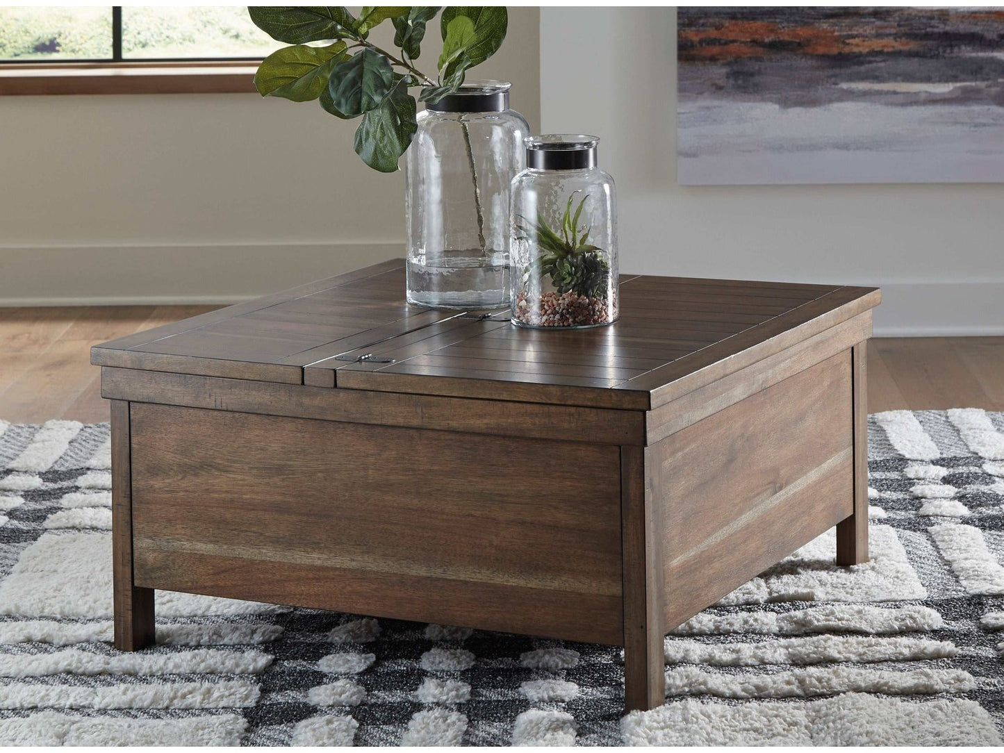 Moriville Grayish Brown Lift-Top Coffee Table