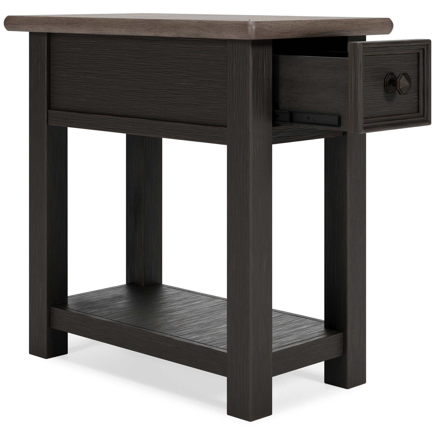 Tyler Creek Grayish Brown/Black Chairside End Table