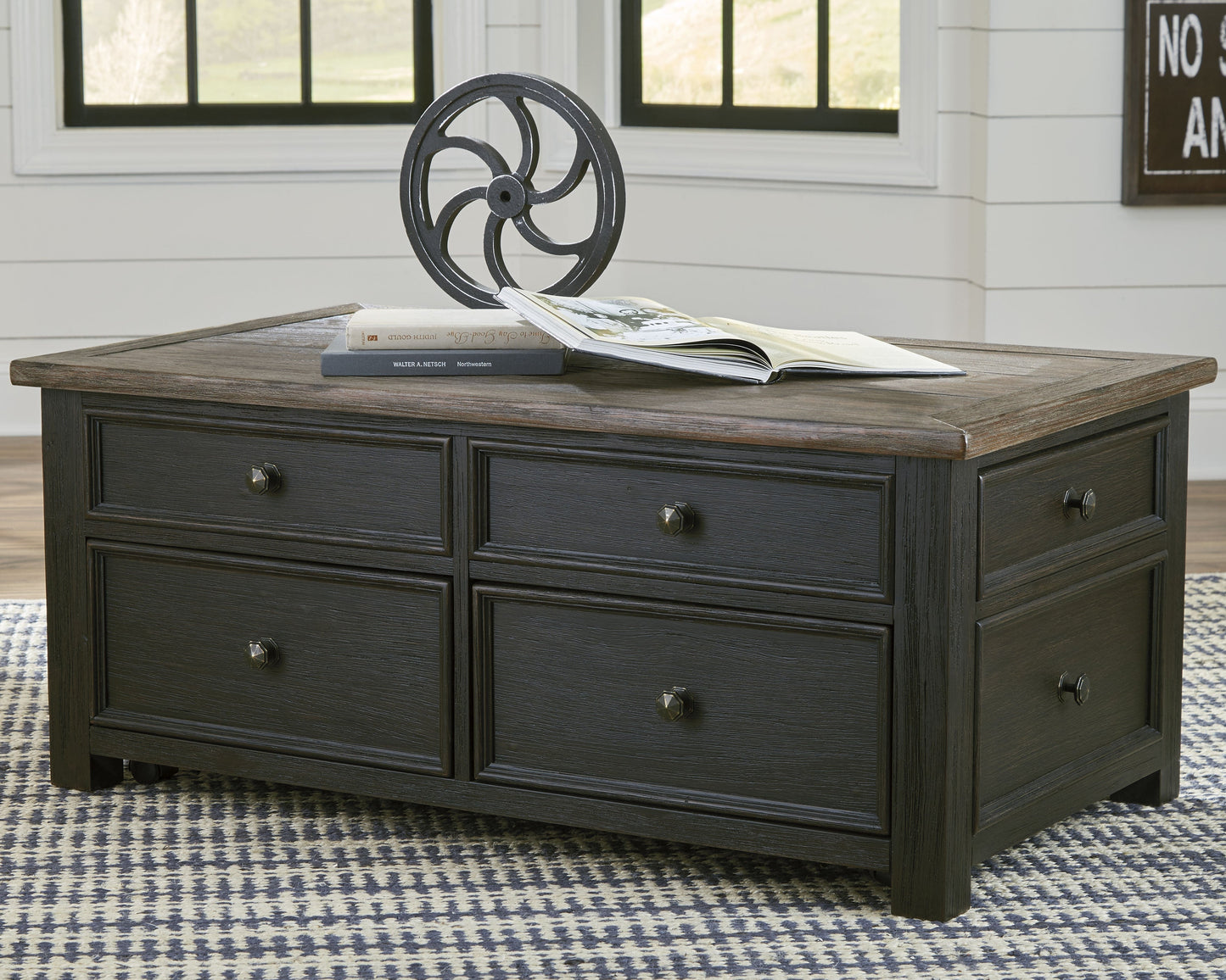 Tyler Creek Grayish Brown/Black Coffee Table and 2 End Tables