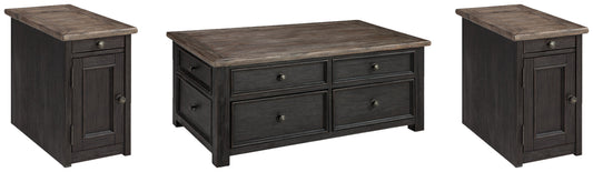 Tyler Creek Grayish Brown/Black Coffee Table and 2 Chairside End Tables