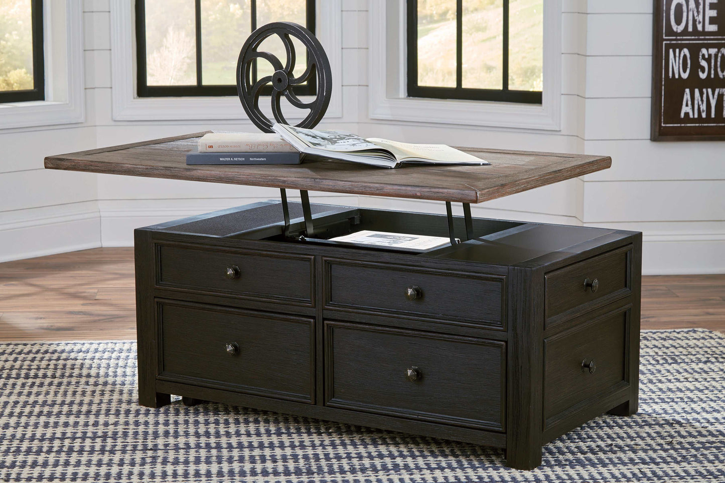 Tyler Creek Grayish Brown/Black Lift Top Coffee Table