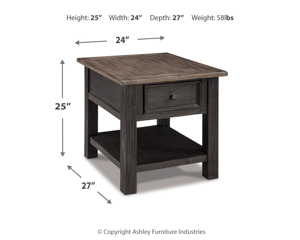 Tyler Creek Grayish Brown/Black Coffee Table and 2 End Tables