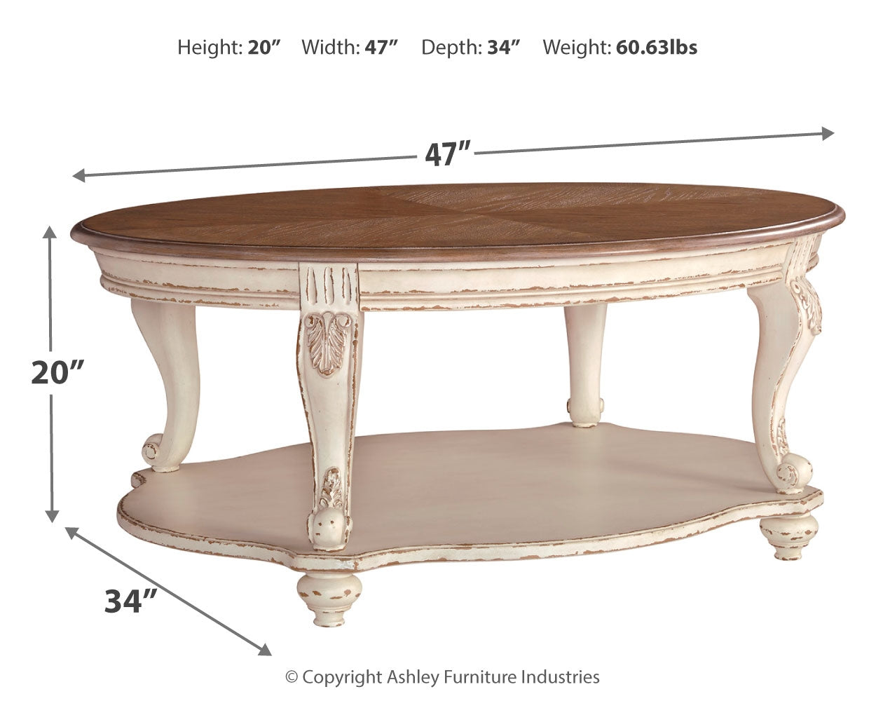 Realyn White Coffee Table and 2 End Tables