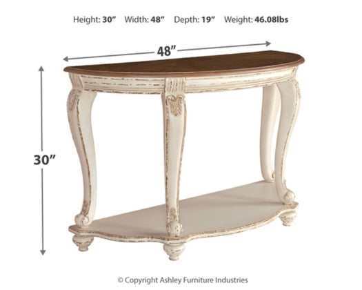 Realyn White/Brown Sofa Table