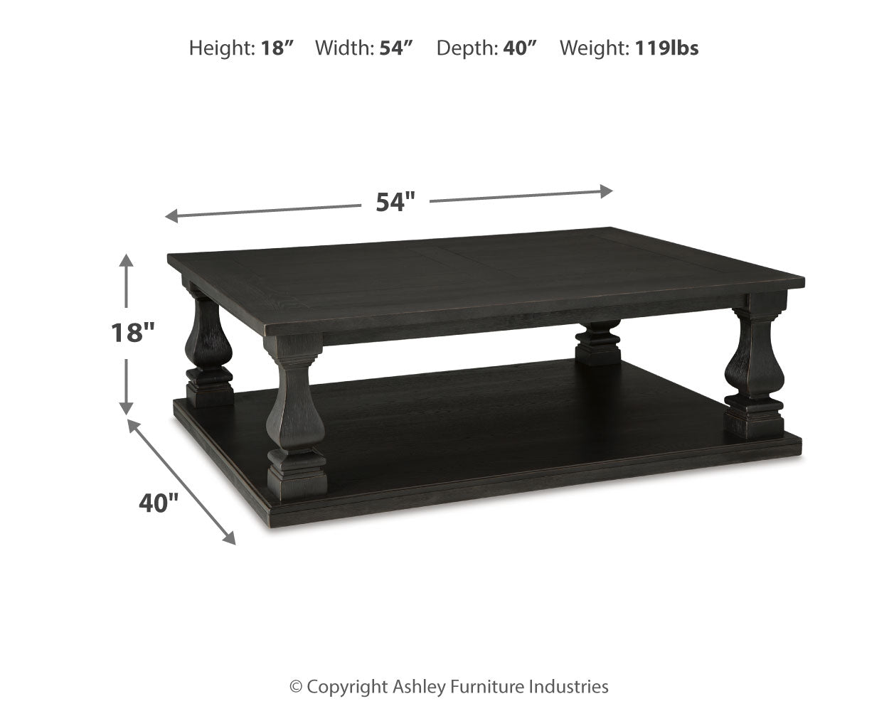 Wellturn Black Coffee Table and 1 End Table