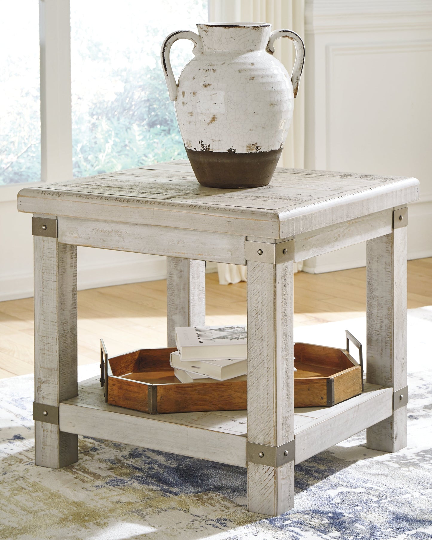 Carynhurst White Wash Gray Coffee Table and 2 End Tables