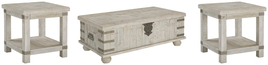 Carynhurst White Wash Gray Coffee Table and 2 End Tables