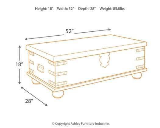 Carynhurst White Wash Gray Lift Top Coffee Table