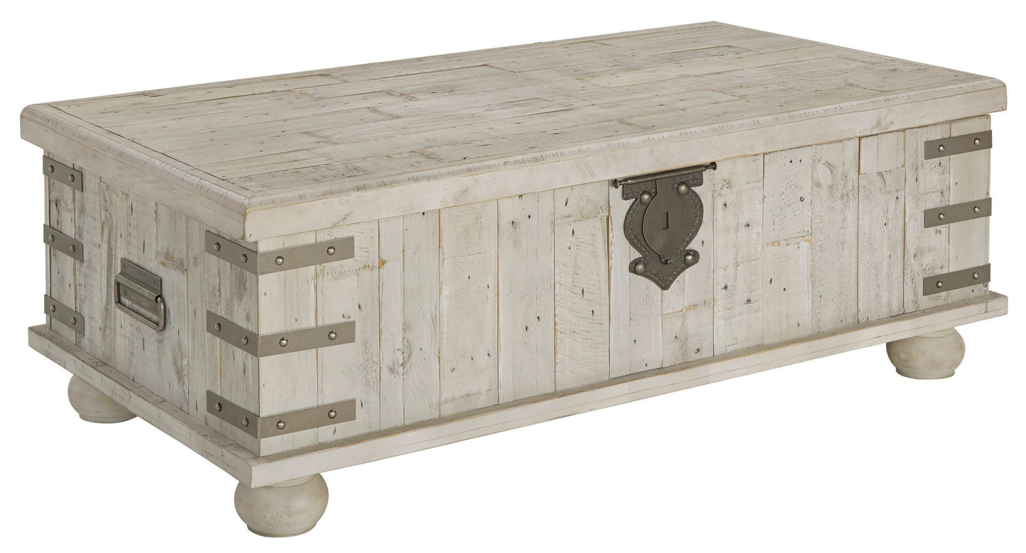 Carynhurst White Wash Gray Lift Top Coffee Table