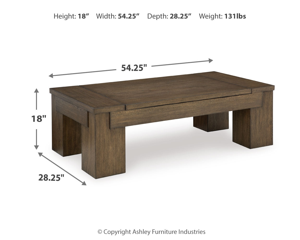 Rosswain Brown Lift-top Coffee Table and 2 End Tables