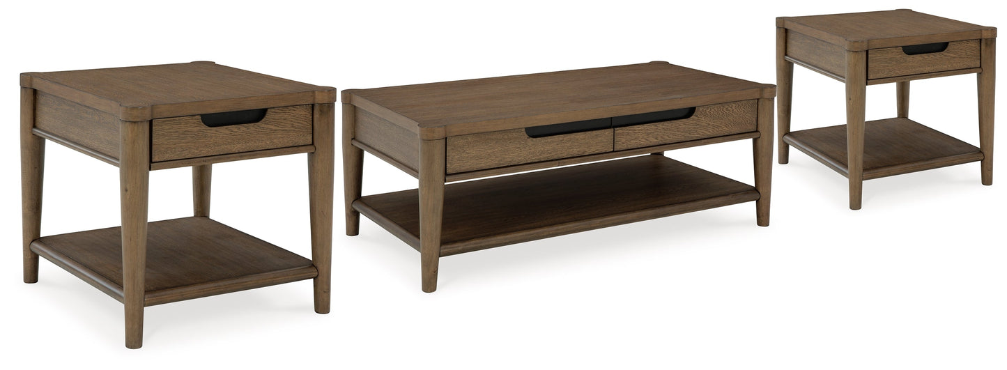 Roanhowe Brown Coffee Table and 2 End Tables