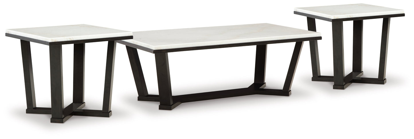 Fostead White/Espresso Coffee Table and 2 Ends