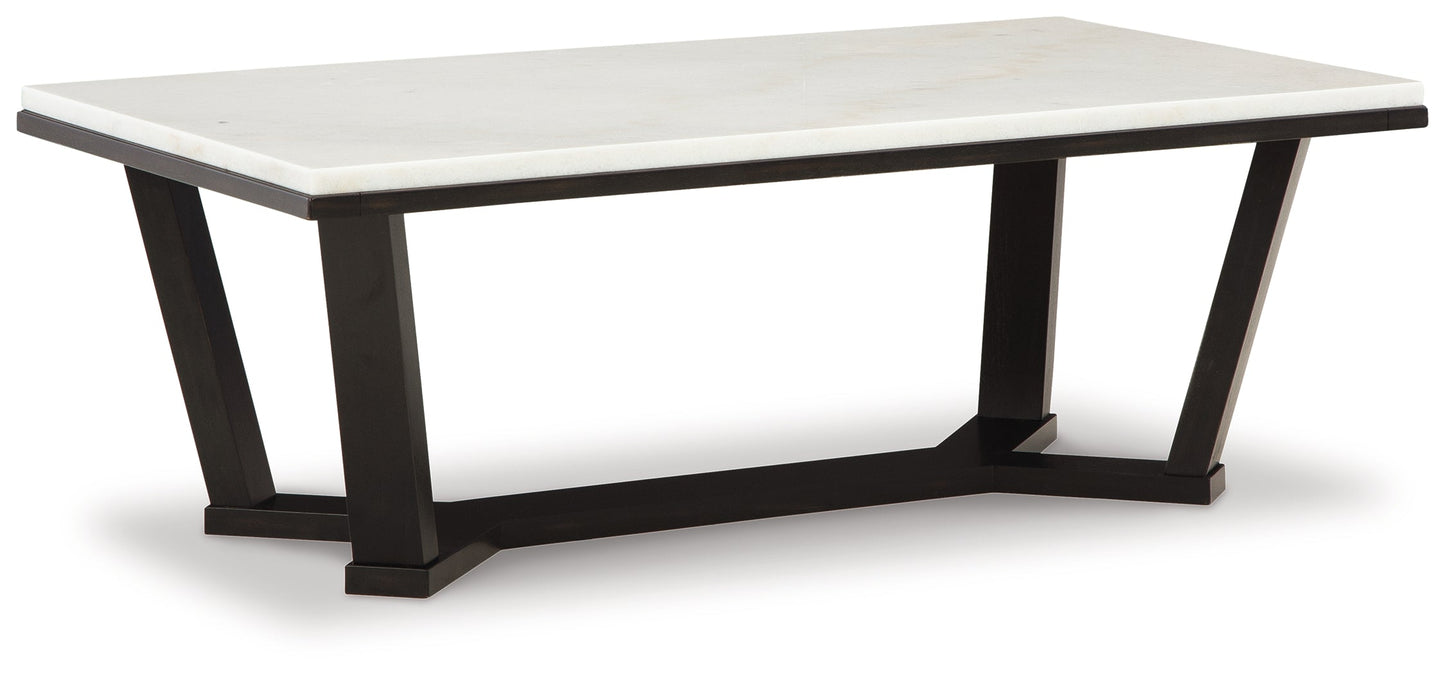 Fostead White/Espresso Coffee Table and 2 Ends