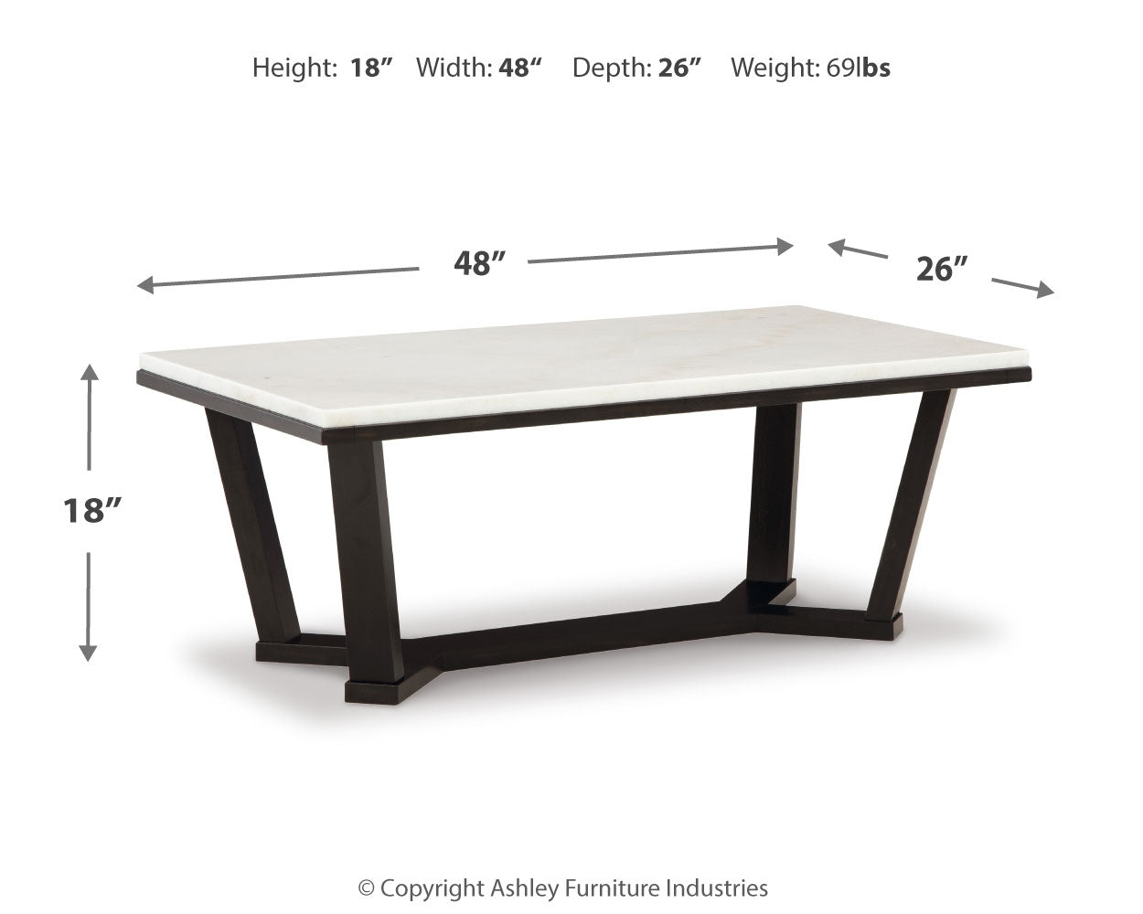 Fostead White/Espresso Coffee Table and 2 Ends