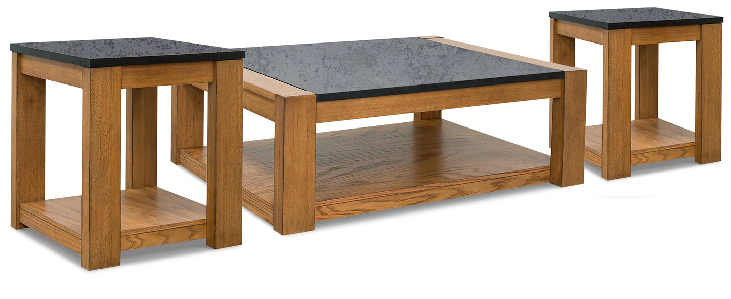 Quentina Brown/Black Lift-top Coffee Table and 2 End Tables