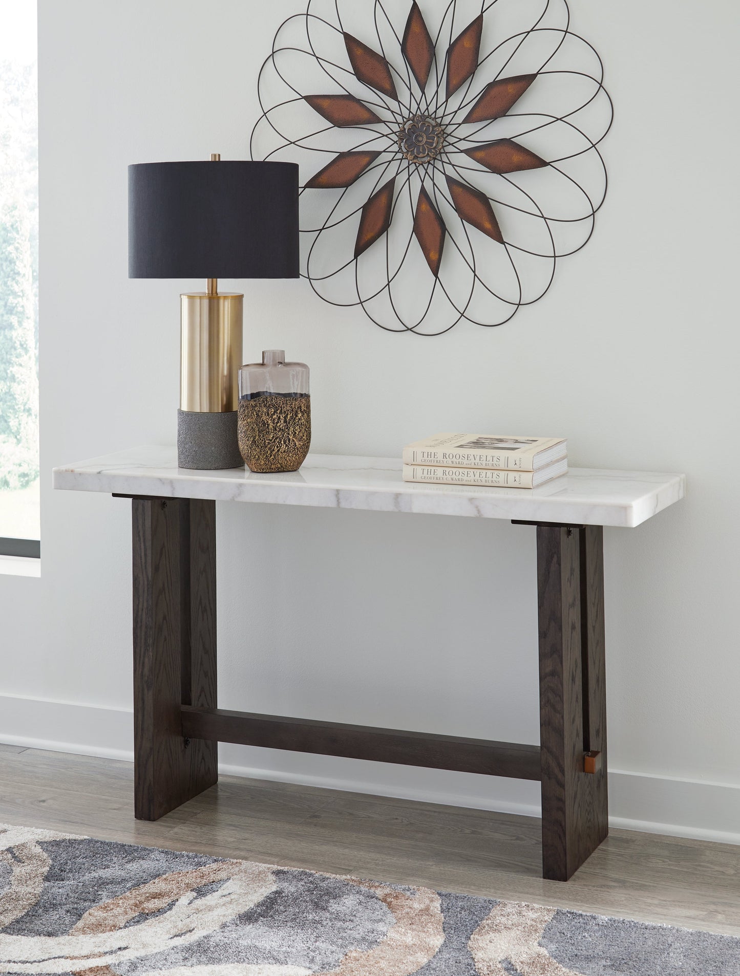 Burkhaus White/Dark Brown Sofa Table